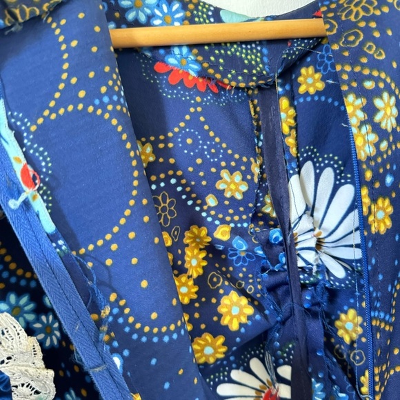 Vintage 1960s Floral Maxi Dress Bolero Hippie Daisy Flower Child Retro Mod Small - Picture 10 of 11